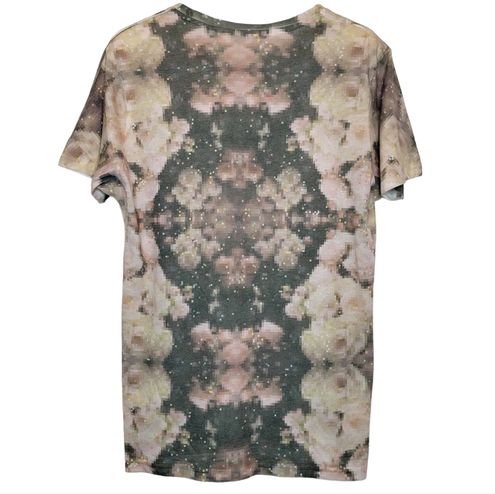 SIMEON FARRAR Kaleidoscope Pixel Tie Dye T-Shirt Cotton Crew Neck Made UK Pink - Picture 5 of 12